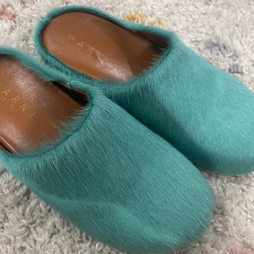 marni teal slides, no box, never worn